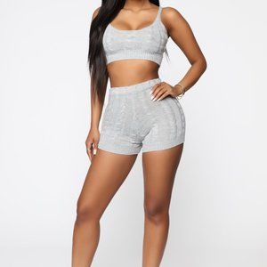 Grey Knit Short Set